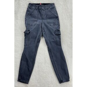 Spanx Stretch Twill Ankle‎ Cargo Pants Ash Gray Medium Flap Pockets Pull On